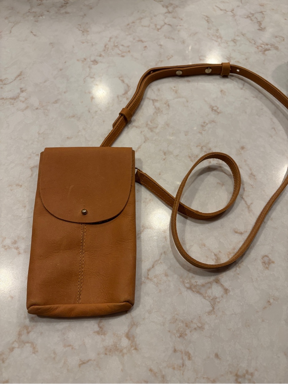 Noonday Leather Crossbody Phone Pouch Bag - Tan NWOT
